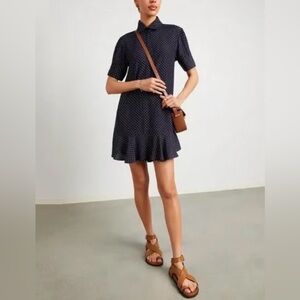 Goop G. Label Denise Mini Polka Dot Shirtdress Navy/white